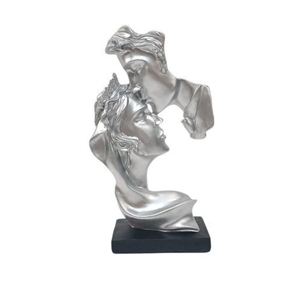 SCULTURA COPPIA BACIO H24,5CM STATUA DECORATIVA ASTRATTA PER SOGGIORNO UFFICIO INGRESSO - 3