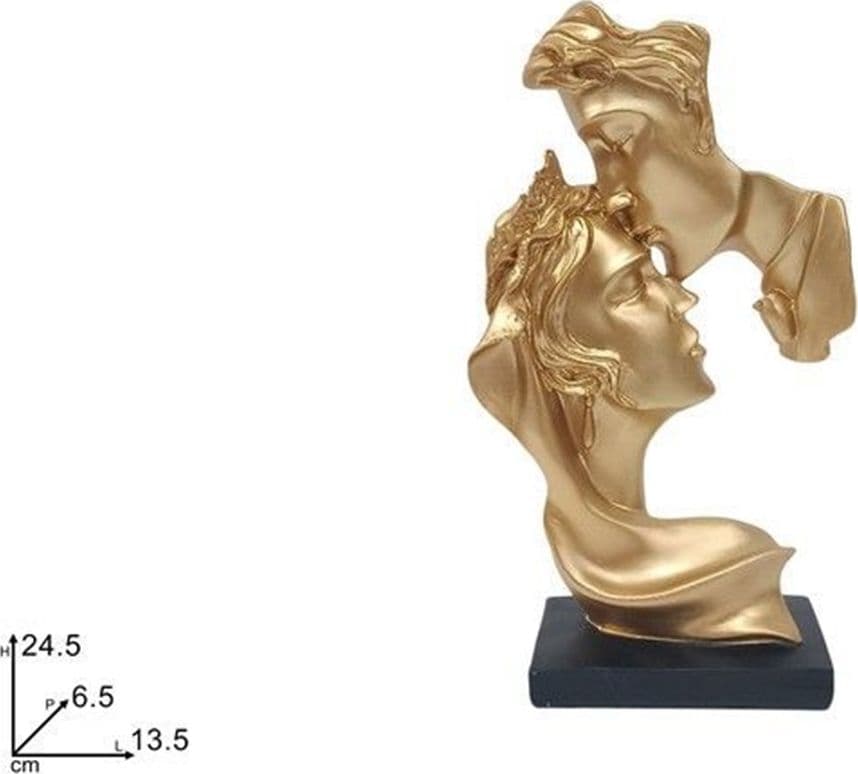 SCULTURA COPPIA BACIO H24,5CM STATUA DECORATIVA ASTRATTA PER SOGGIORNO UFFICIO INGRESSO - 4
