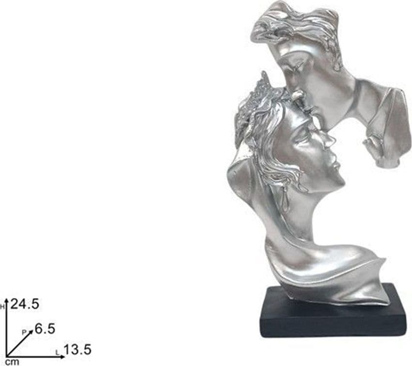 SCULTURA COPPIA BACIO H24,5CM STATUA DECORATIVA ASTRATTA PER SOGGIORNO UFFICIO INGRESSO - 5
