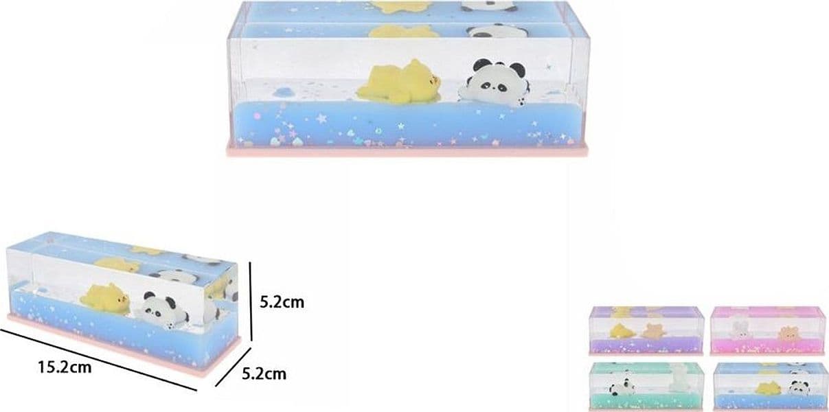 DECORAZIONE TRASPARENTE A FORMA RETTANGOLARE CON FIGURINE LIQUIDO ORNAMENTI REGALO 73798 - 2