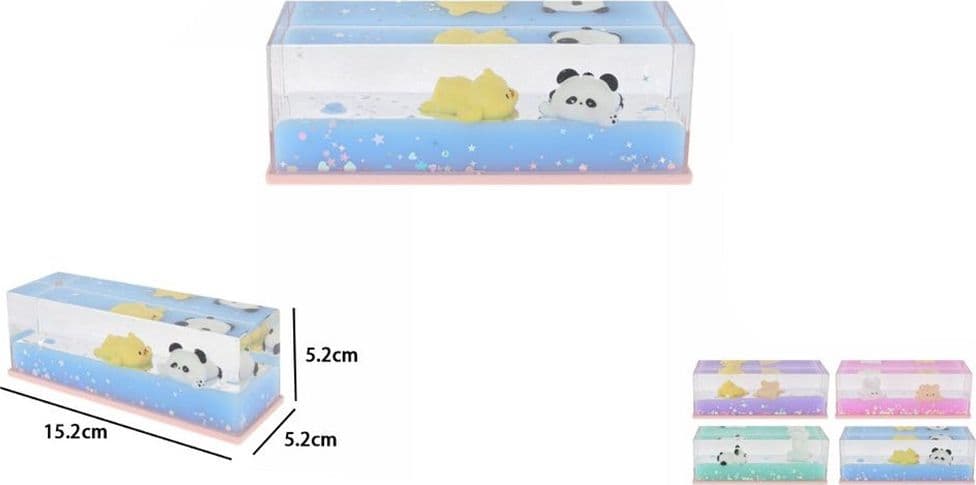 DECORAZIONE TRASPARENTE A FORMA RETTANGOLARE CON FIGURINE LIQUIDO ORNAMENTI REGALO 73798 - 2