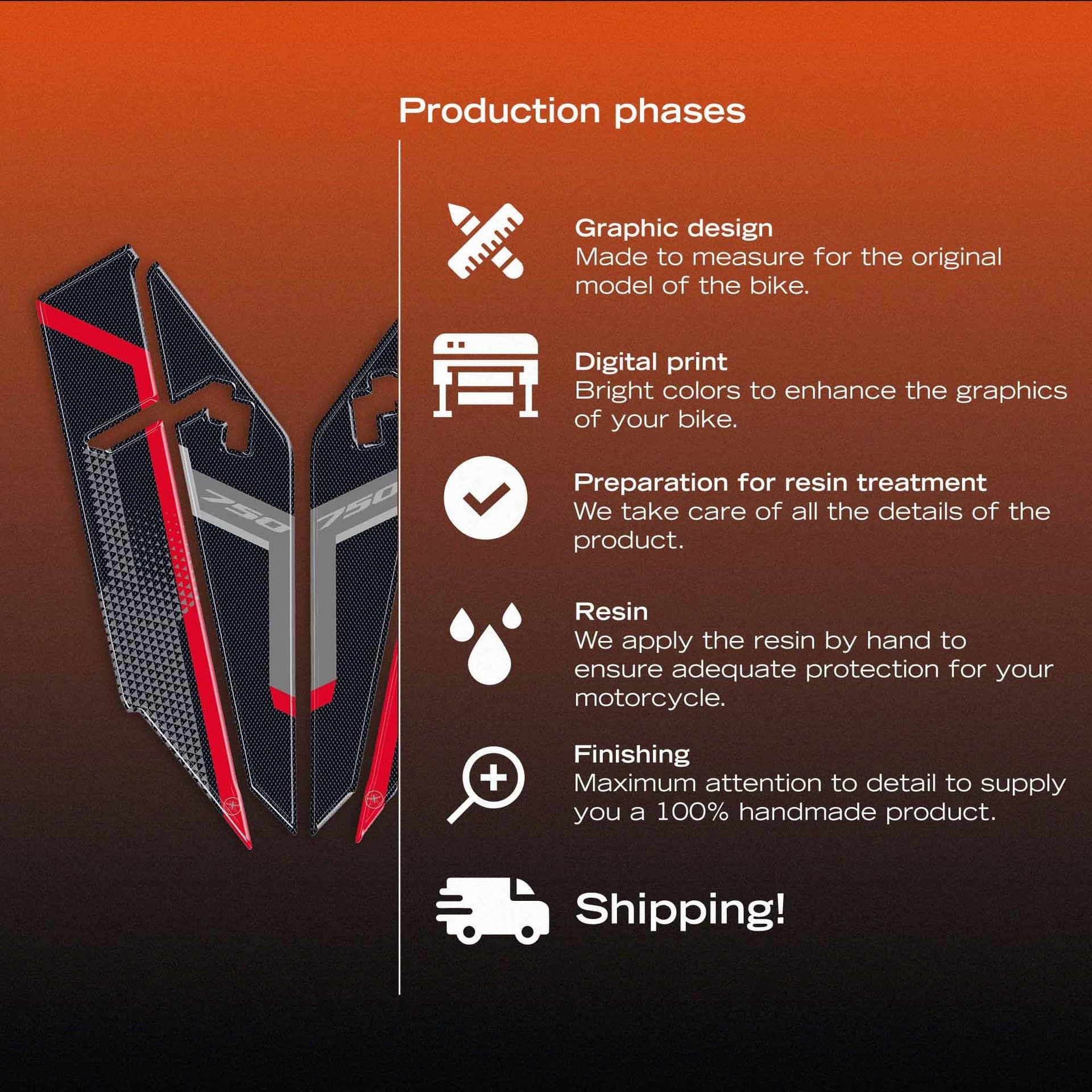 Adesivi 3D Parasteli Parafango moto compatibile con Honda Transalp 2026 - 11