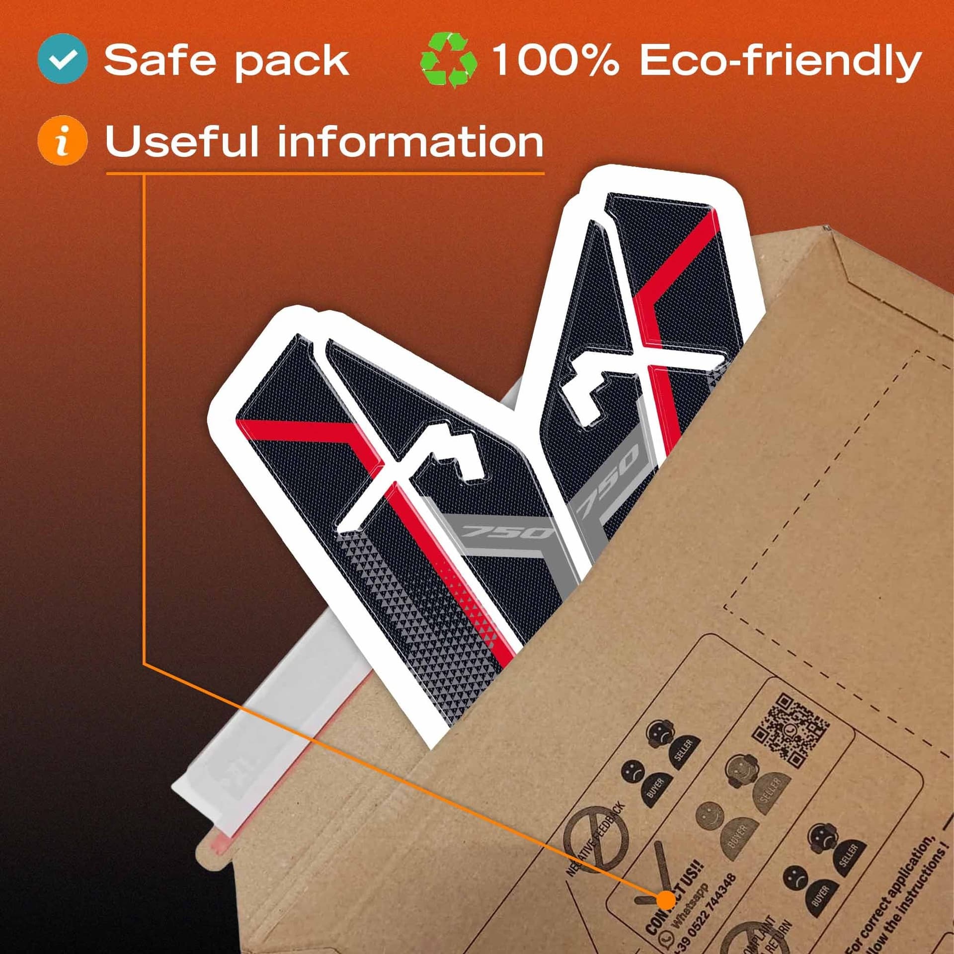 Adesivi 3D Parasteli Parafango moto compatibile con Honda Transalp 2026 - 12
