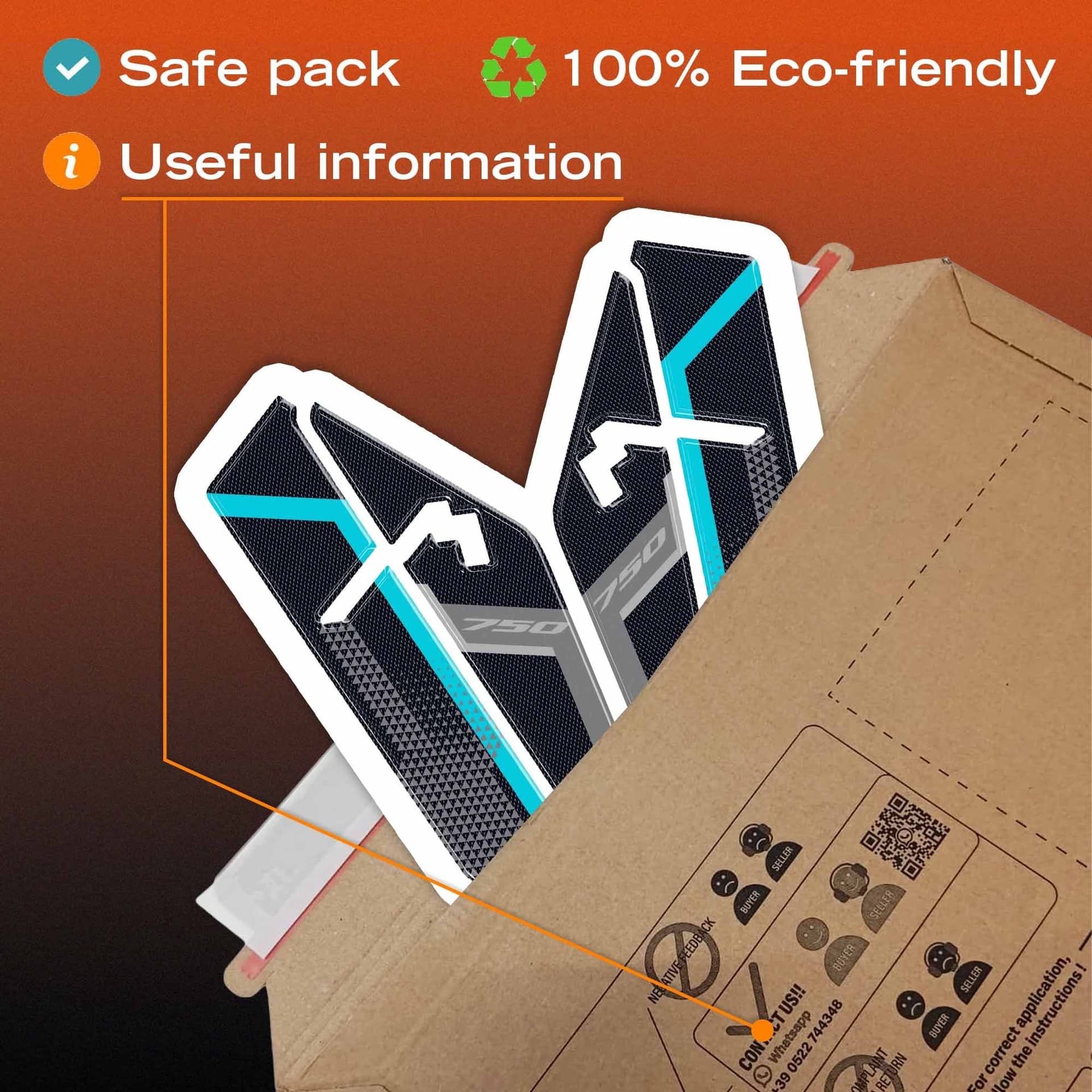 Adesivi 3D Parasteli Parafango moto compatibile con Honda Transalp 2026 - 6