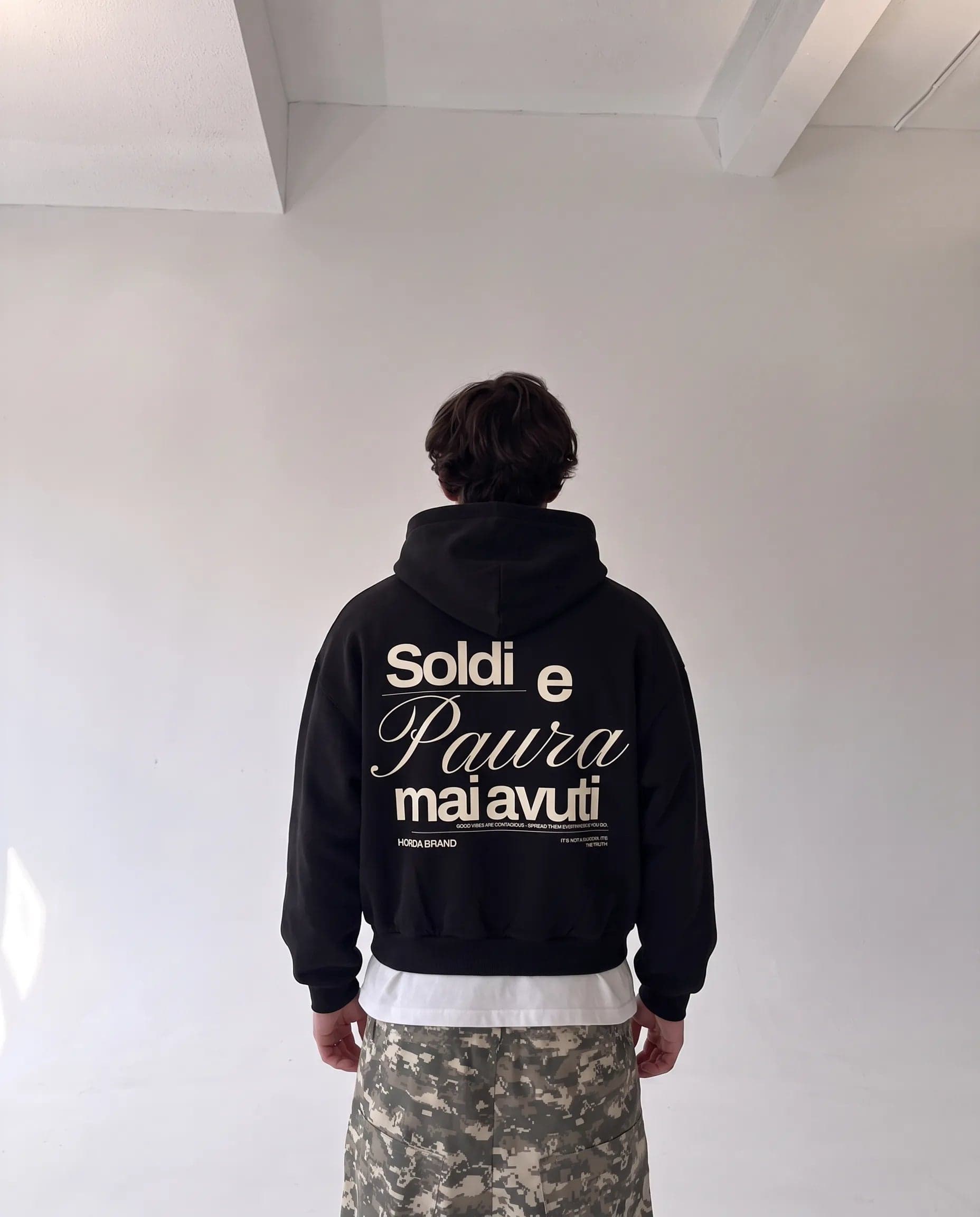 Felpa Oversize Nera 330g No Fear Boxy Fit Made in Italy | Horda - 2