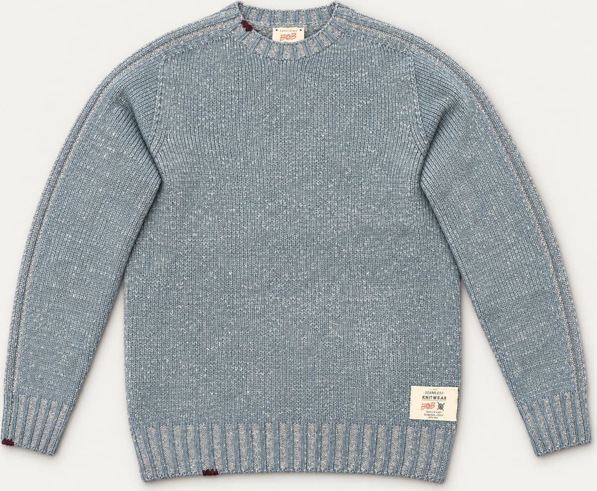 Bob Maglia uomo girocollo maglieria lana vanisé mod. FIN – PETROLIO-GRIGIO