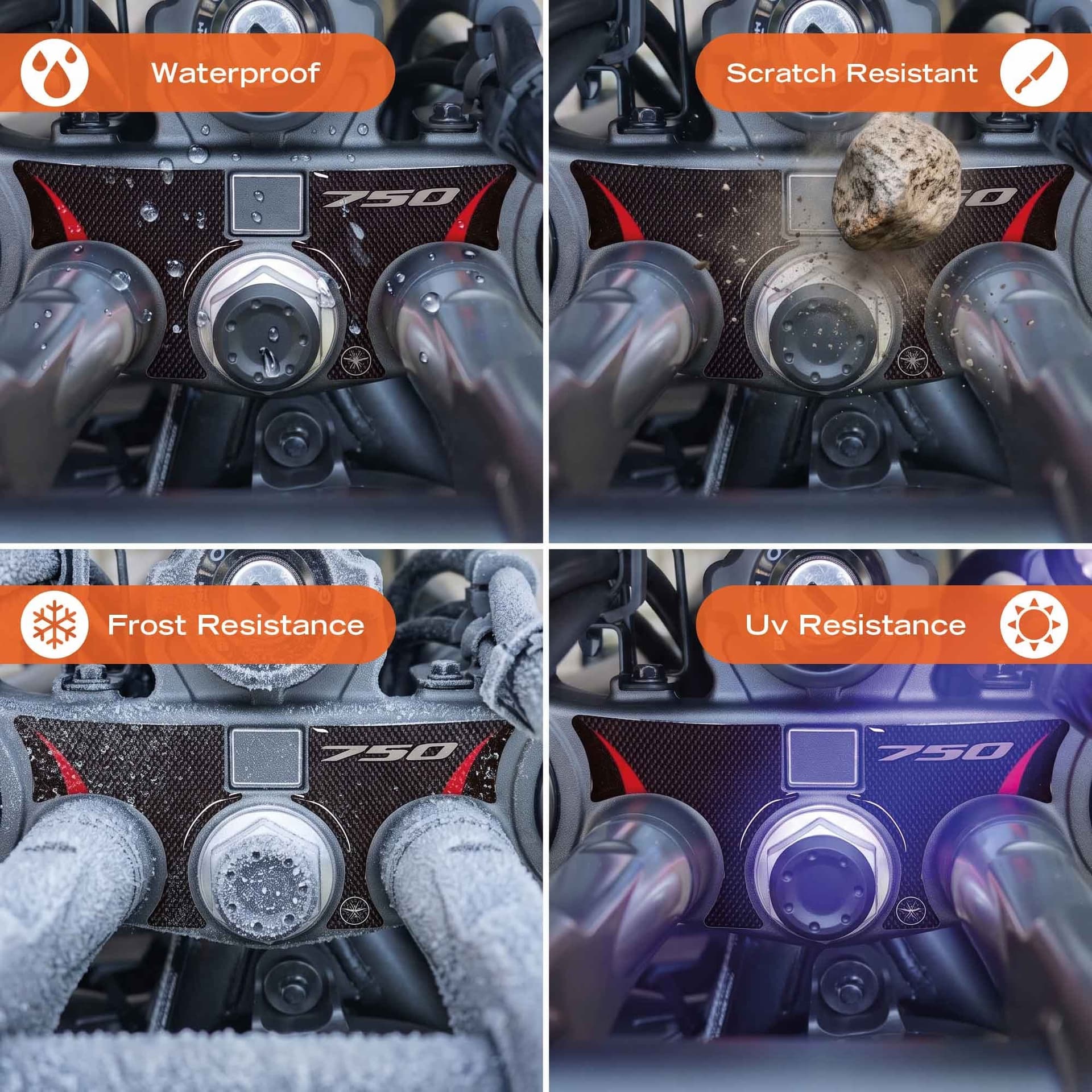 Adesivo resin 3D Piastra sterzo moto compatibile con Honda Transalp 2026 - 8