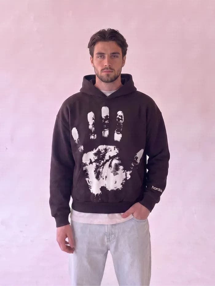 Felpa Boxy Fit Nera 330g "Hand" | Made in Italy – Horda Brand - 2