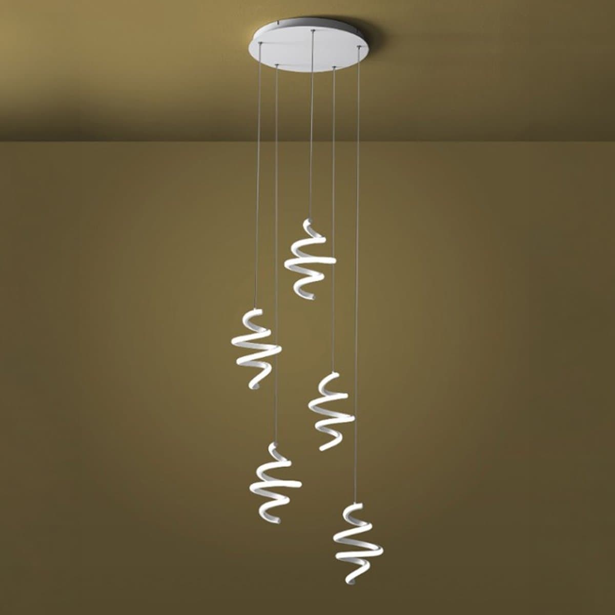 Lampadario moderno Promoingross BOUCLE S5 3950LM LED CCT metallo bianco silicone - 4
