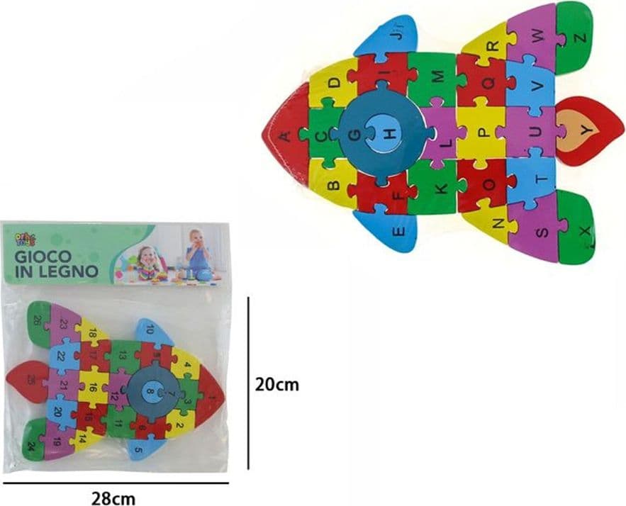PUZZLE 3D IN LEGNO GIOCO EDUCATIVO COLORATO NUMERI LETTERE PER BAMBINI FORMA RAZZO 52899 - 2