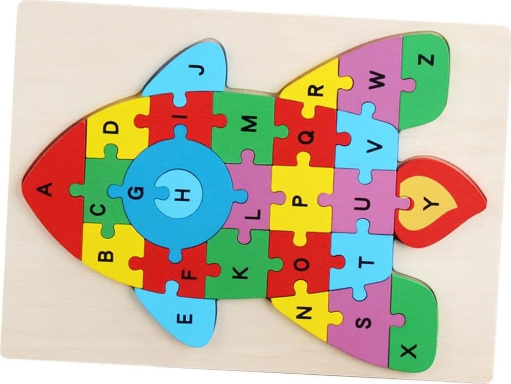 PUZZLE 3D IN LEGNO GIOCO EDUCATIVO COLORATO NUMERI LETTERE PER BAMBINI FORMA RAZZO 52899 - 3