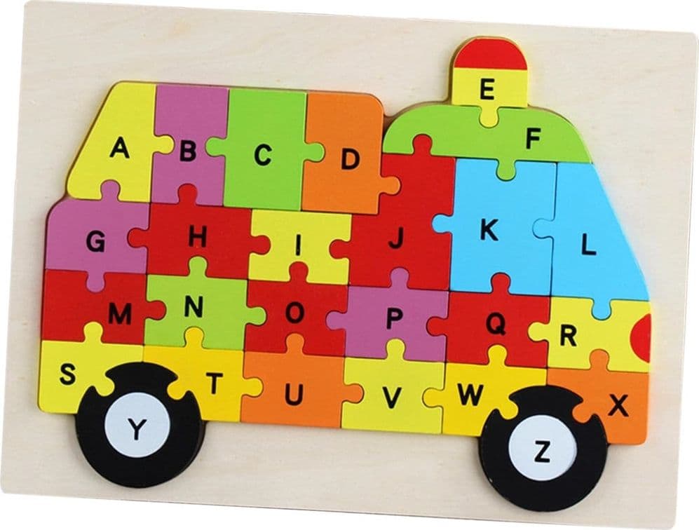 PUZZLE LEGNO FORMA CAMION AMBULANZA GIOCO EDUCATIVO NUMERI LETTERE BAMBINI IMPARARE 52273 - 3