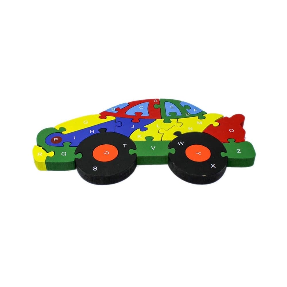 PUZZLE 3D IN LEGNO GIOCO EDUCATIVO COLORATO NUMERI LETTERE PER BAMBINI FORMA AUTO 52269 - 3