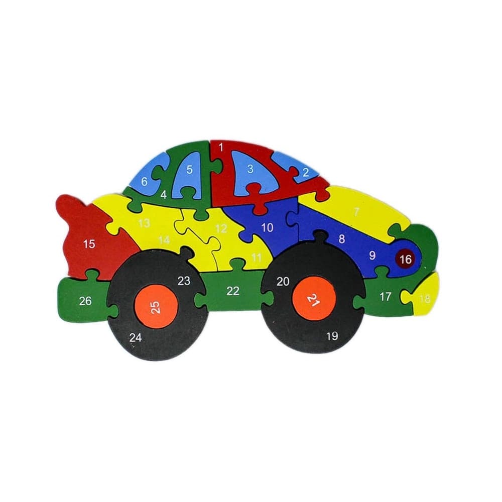 PUZZLE 3D IN LEGNO GIOCO EDUCATIVO COLORATO NUMERI LETTERE PER BAMBINI FORMA AUTO 52269 - 4
