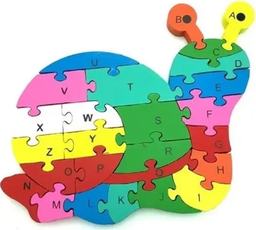 PUZZLE IN LEGNO FORMA LUMACA GIOCO EDUCATIVO NUMERI LETTERE PER BAMBINI IMPARARE 52904 - 3