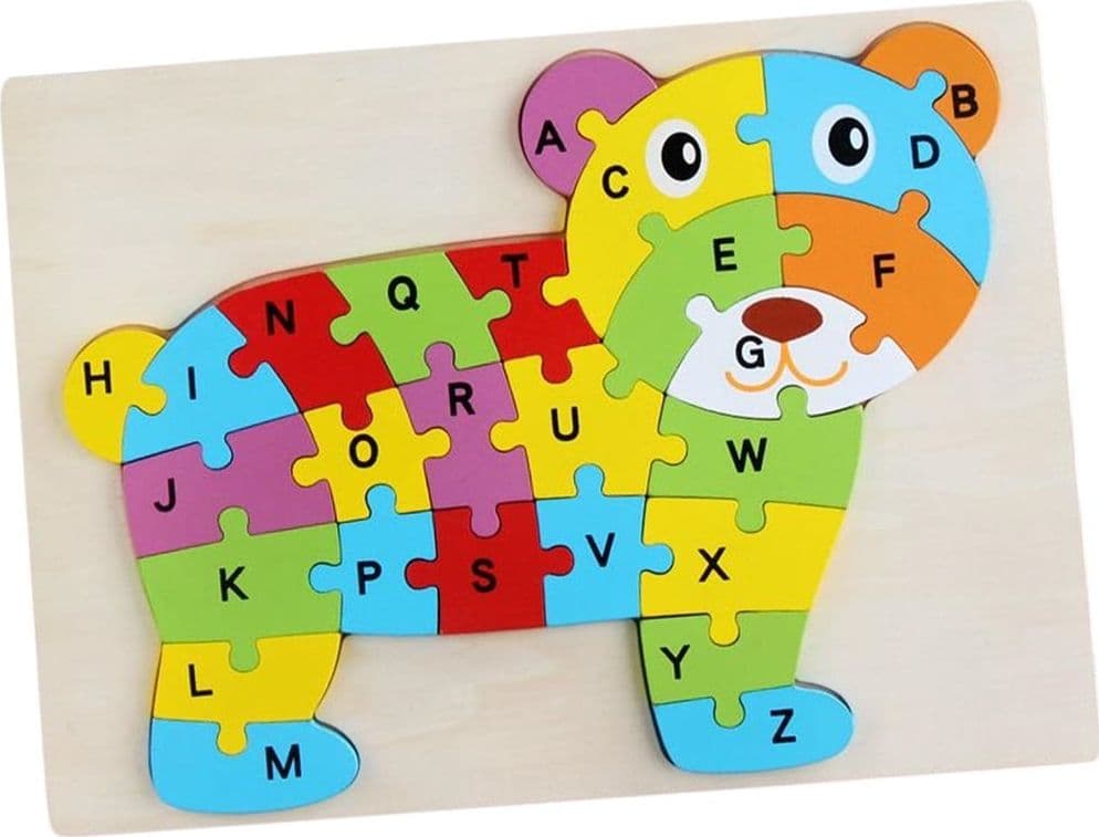 PUZZLE 3D IN LEGNO GIOCO EDUCATIVO COLORATO NUMERI LETTERE PER BAMBINI FORMA ORSETTO 52901 - 3