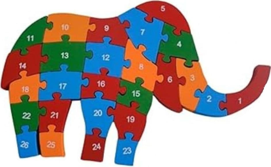 PUZZLE 3D IN LEGNO FORMA ELEFANTE GIOCO EDUCATIVO NUMERI LETTERE BAMBINI IMPARARE 52270 - 2