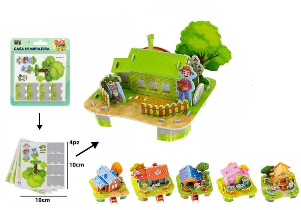KIT 12PZ PUZZLE 3D A FORMA DI CASETTA STILE FATTORIA IN MINIATURA BAMBINI COSTRUZIONE 32391 - 2