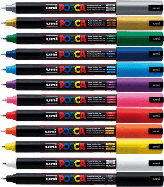 Posca - Pennarelli Punta extra fine 0,7 mm PC - 1MR - 5