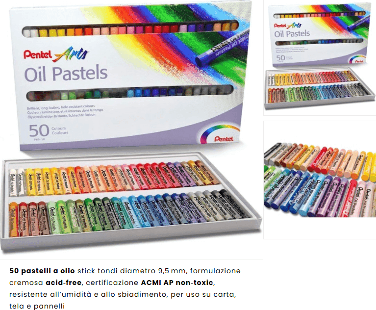 Pentel - Pastelli ad olio 50 stick colori assortiti - 5