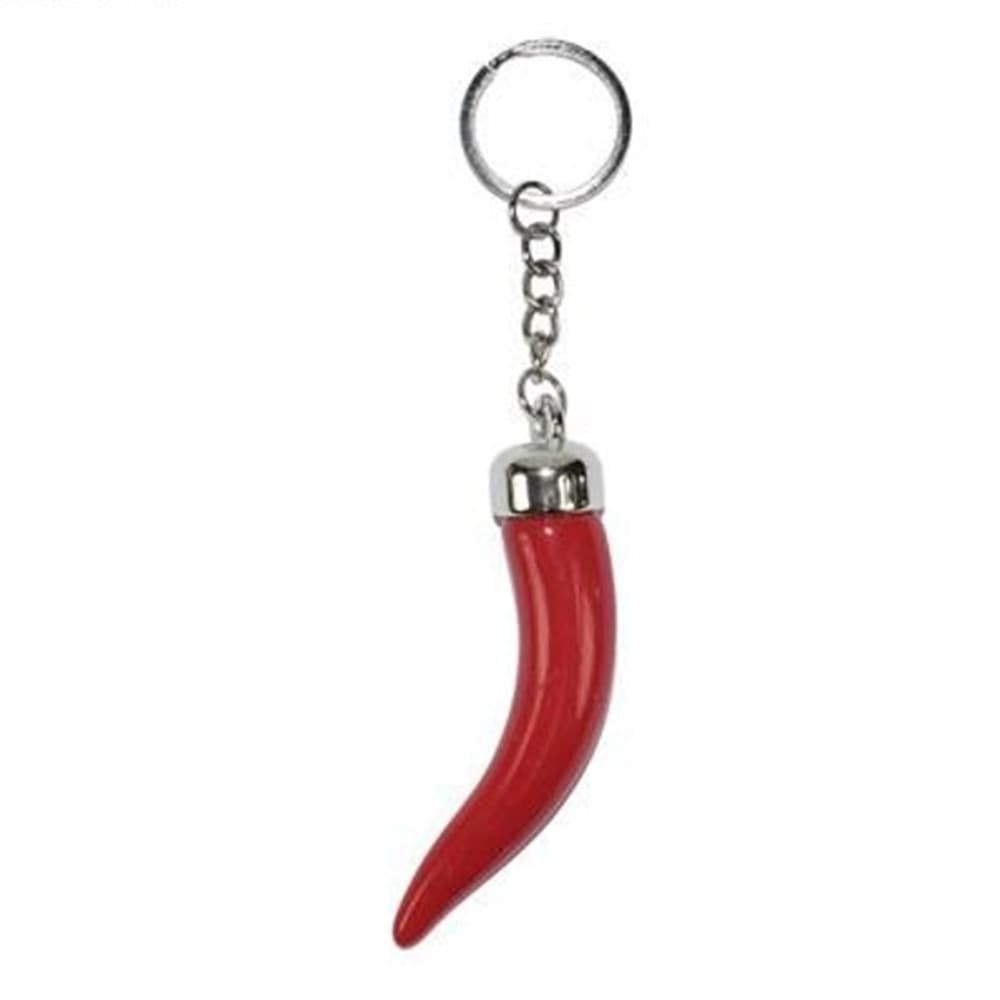 SET 12PZ PORTACHIAVI A FORMA DI CORNO ROSSO 9CM CORNETTO PORTAFORTUNA BOMBONIERA 489420
