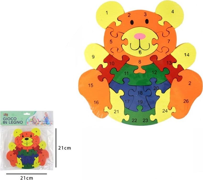 PUZZLE 3D IN LEGNO FORMA DI ORSETTO GIOCO EDUCATIVO NUMERI LETTERE BAMBINI IMPARARE 52263 - 2