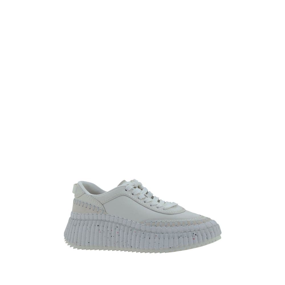 Chloé White Calf Leather Bos Taurus Platform Sneakers - 2