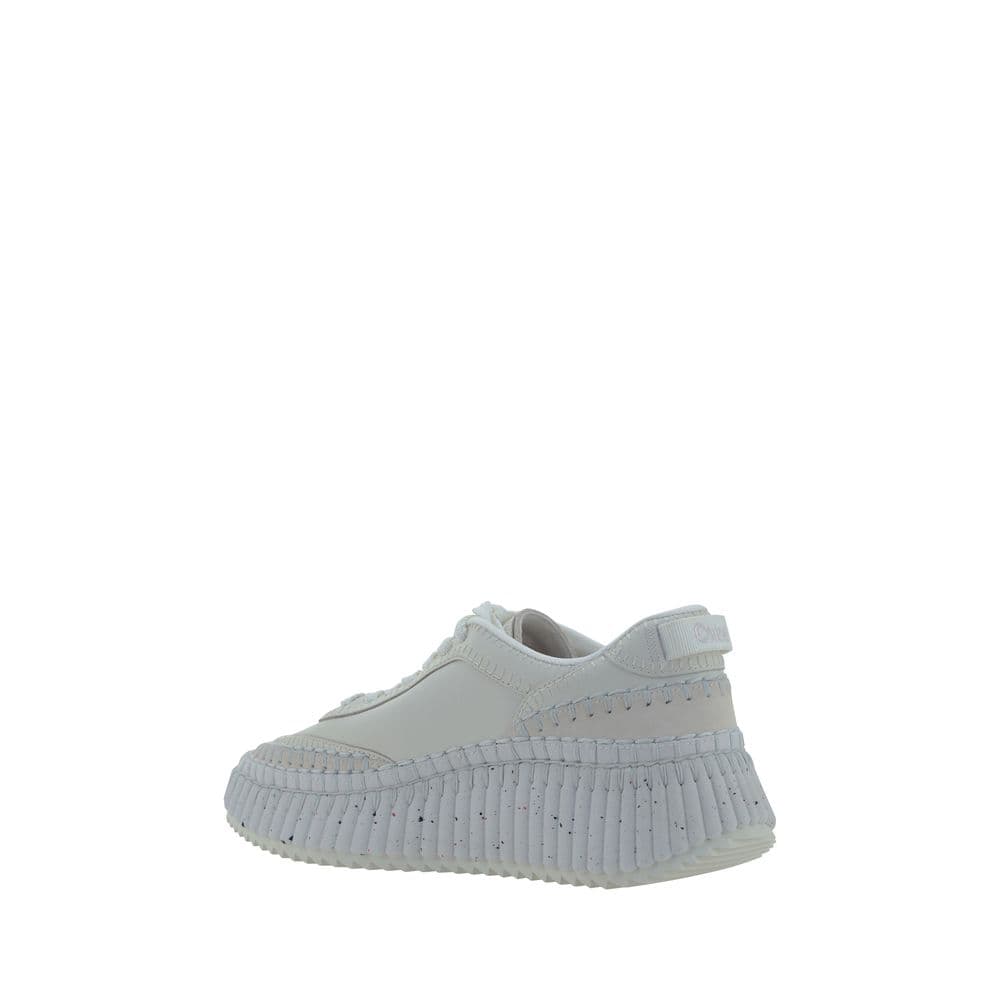 Chloé White Calf Leather Bos Taurus Platform Sneakers - 3