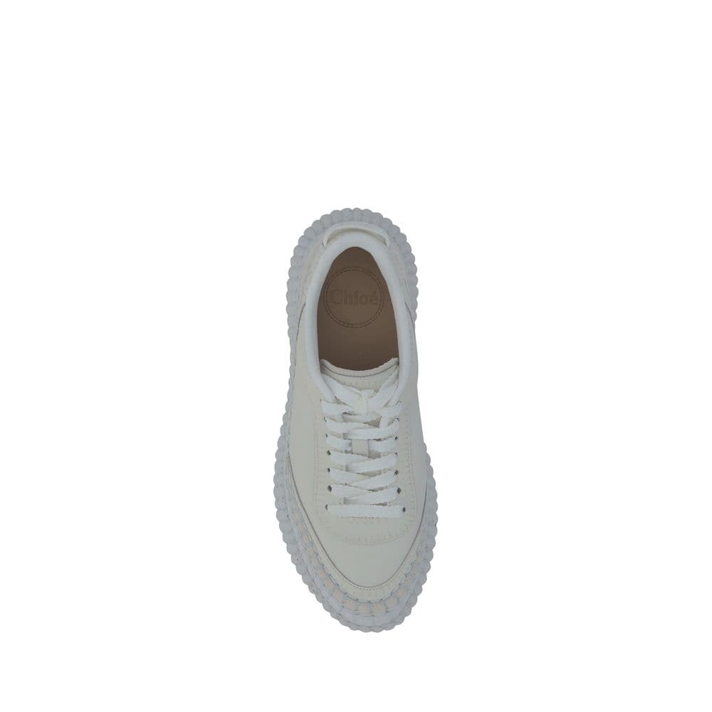 Chloé White Calf Leather Bos Taurus Platform Sneakers - 4