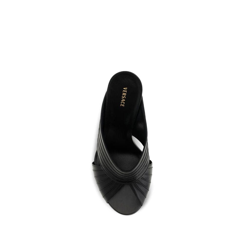 Versace Black Lamb Ovis Aries Aries Mules - 4