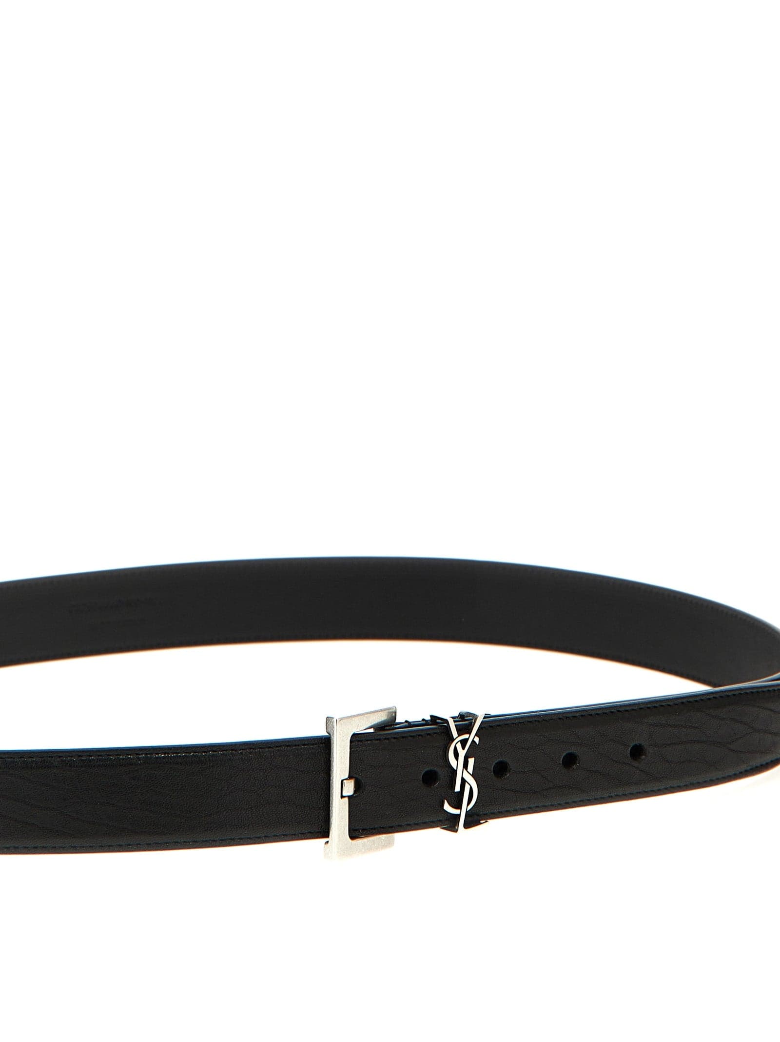 Saint Laurent Black Leather Regular Belt - 3