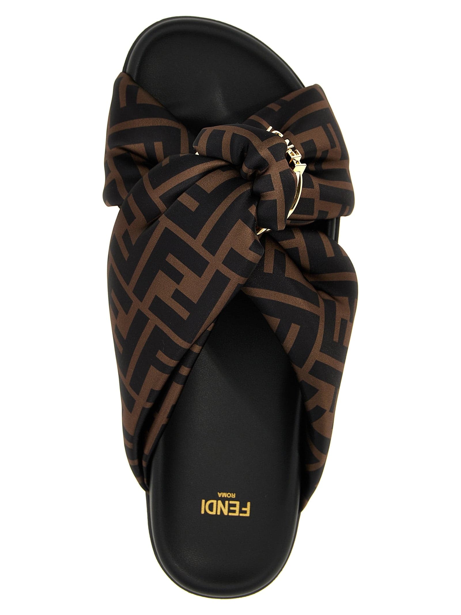 Fendi Brown Polyester Slides - 4