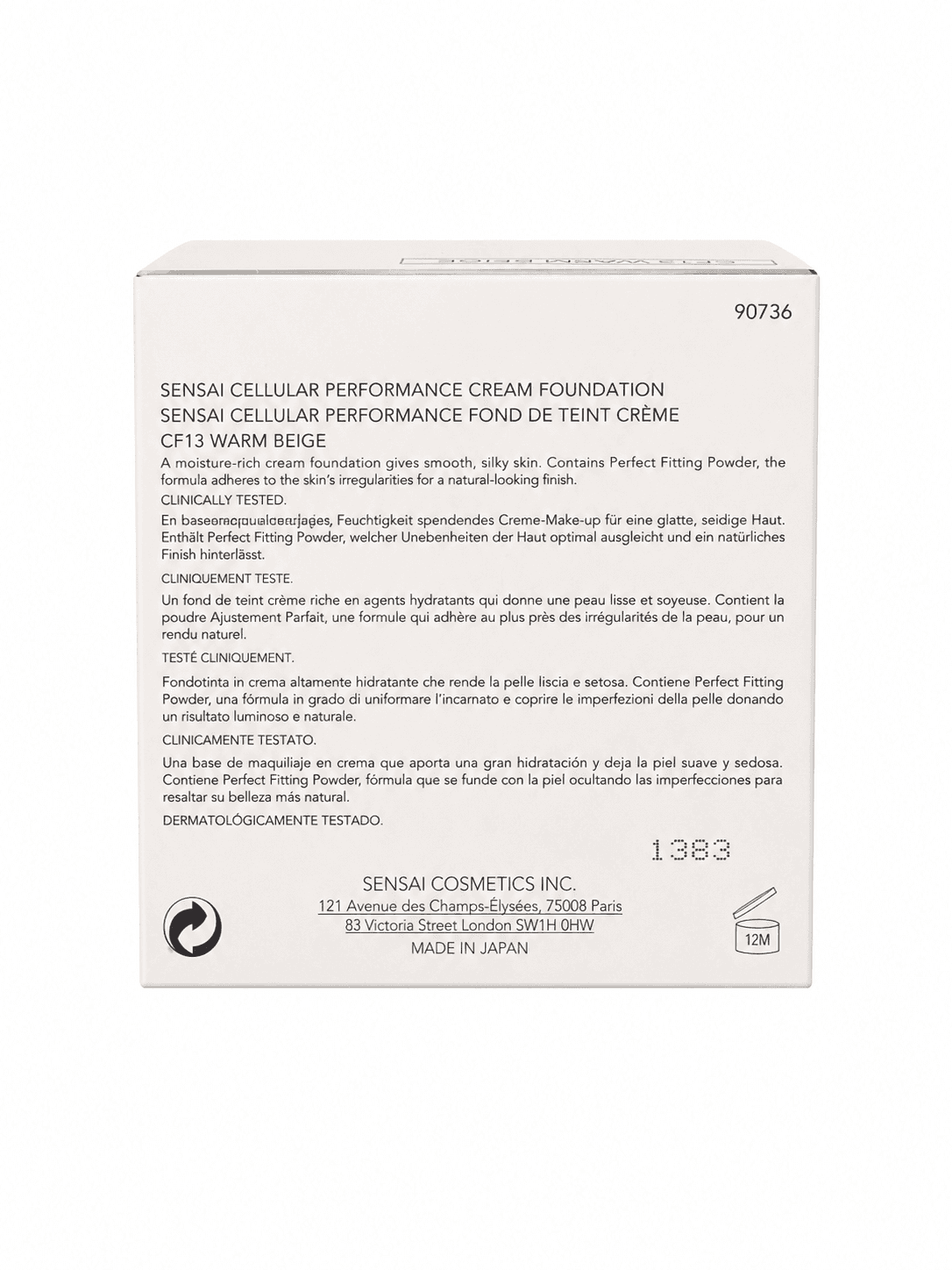 SENSAI Cellular Performance Fondotinta Crema CF13 Warm Beige SPF15 30ml Anti Età - 5