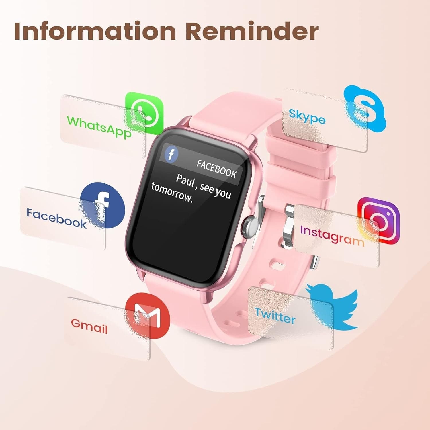 Smartwatch Donna 1,7" Chiamate Bluetooth SpO2 Cardio Sonno 28 Sport IP67 Rosa HD - 2