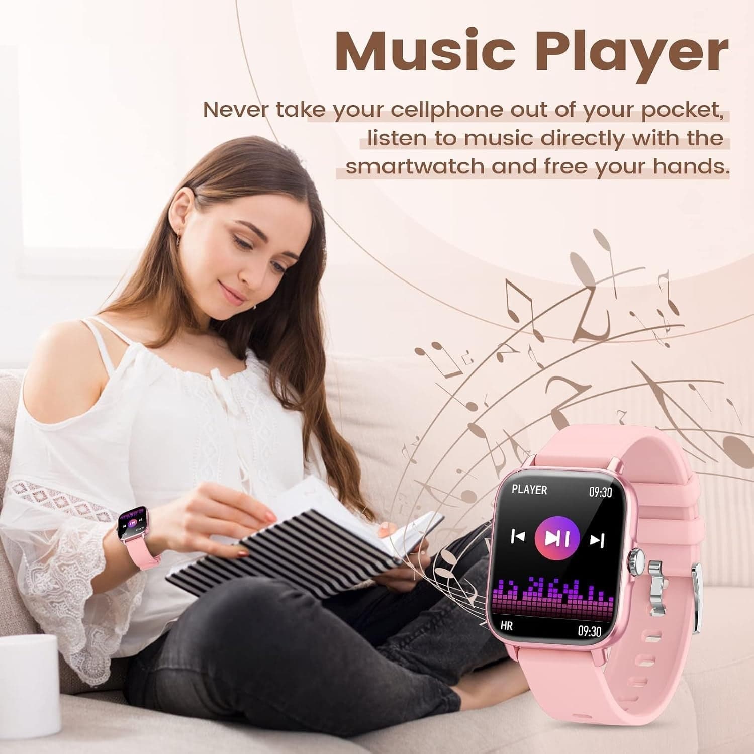 Smartwatch Donna 1,7" Chiamate Bluetooth SpO2 Cardio Sonno 28 Sport IP67 Rosa HD - 6