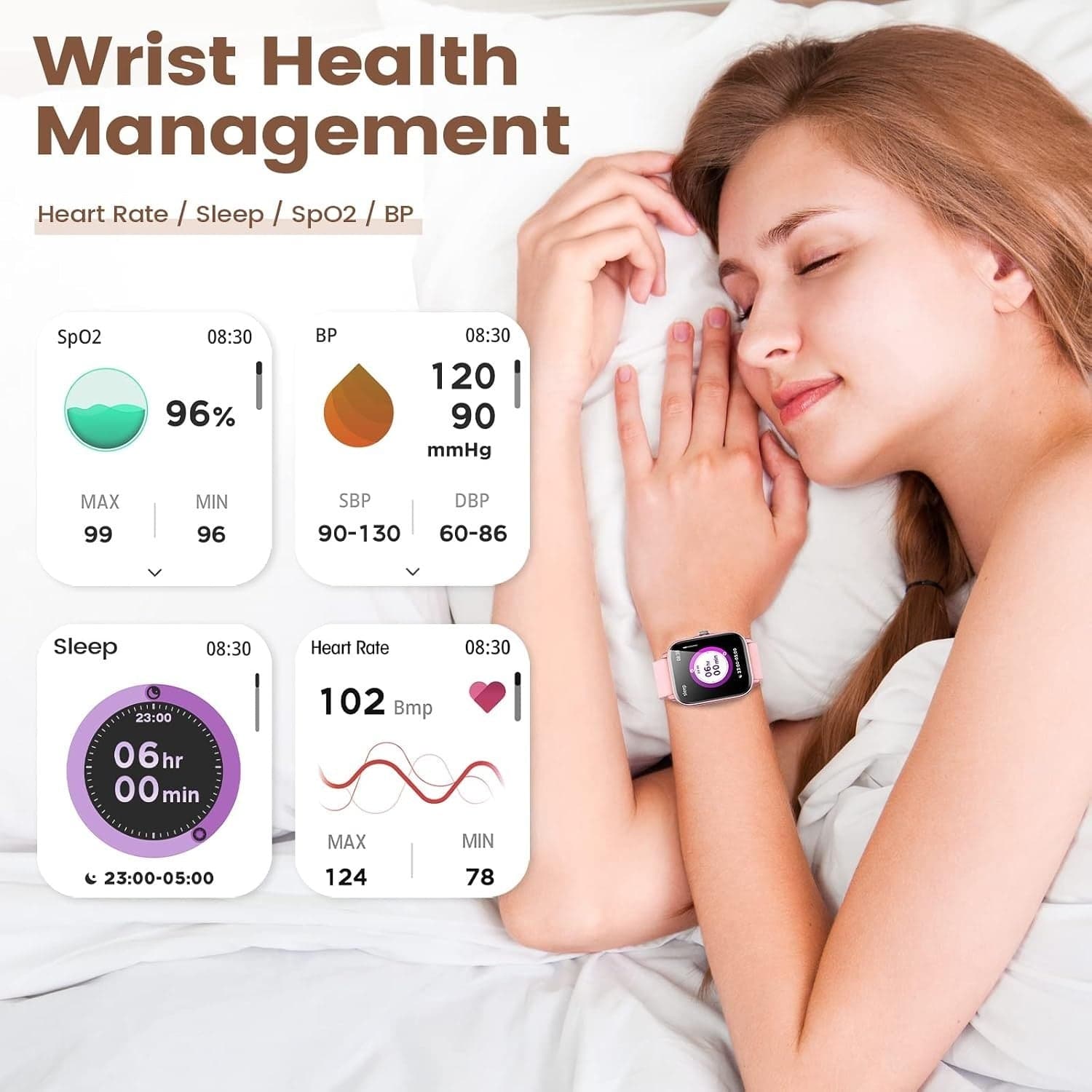 Smartwatch Donna 1,7" Chiamate Bluetooth SpO2 Cardio Sonno 28 Sport IP67 Rosa HD - 8