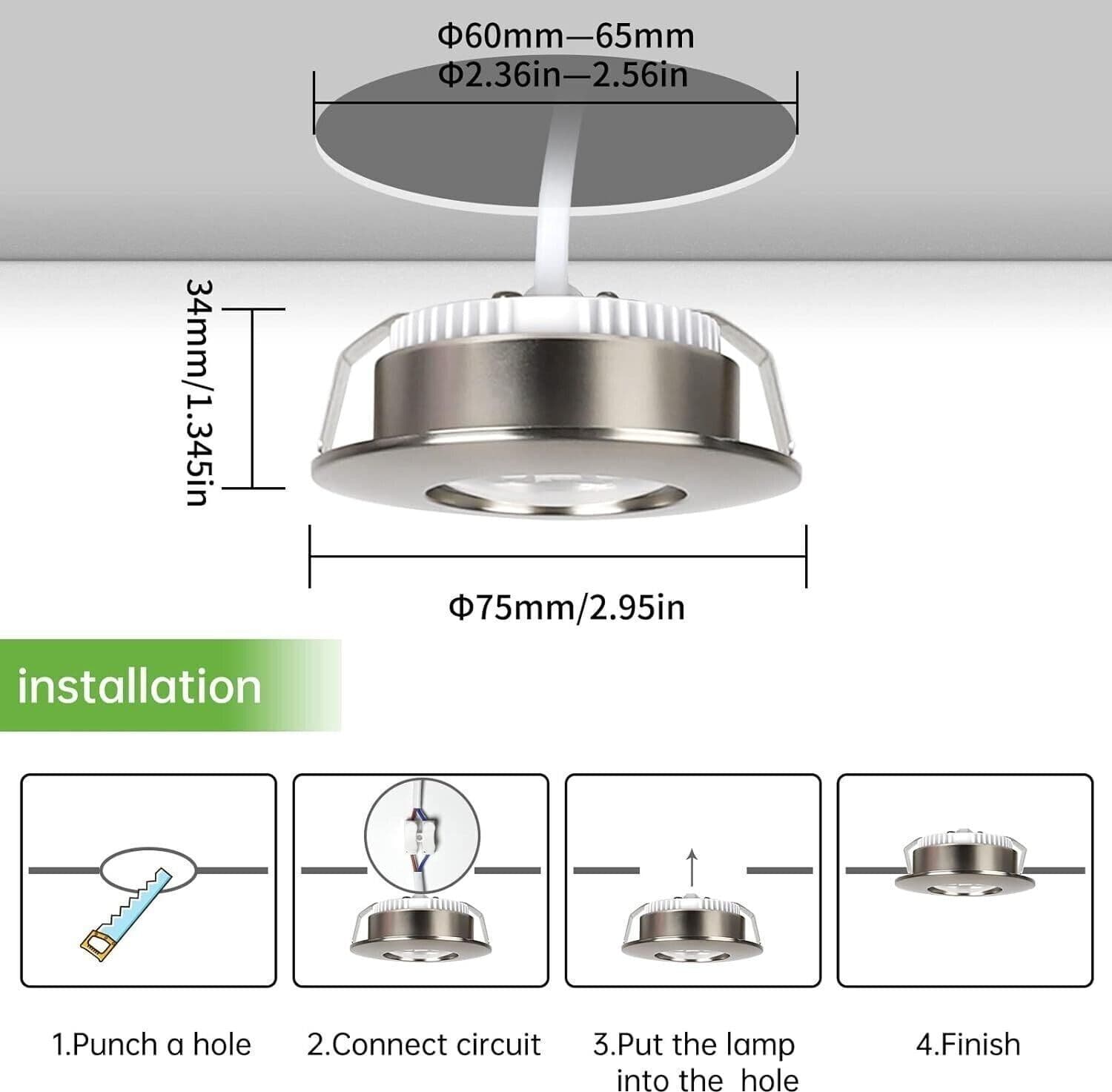 Faretto LED da Incasso 230 V 6 W Bianco Caldo 3000 K - Faretti LED Piatto - 2
