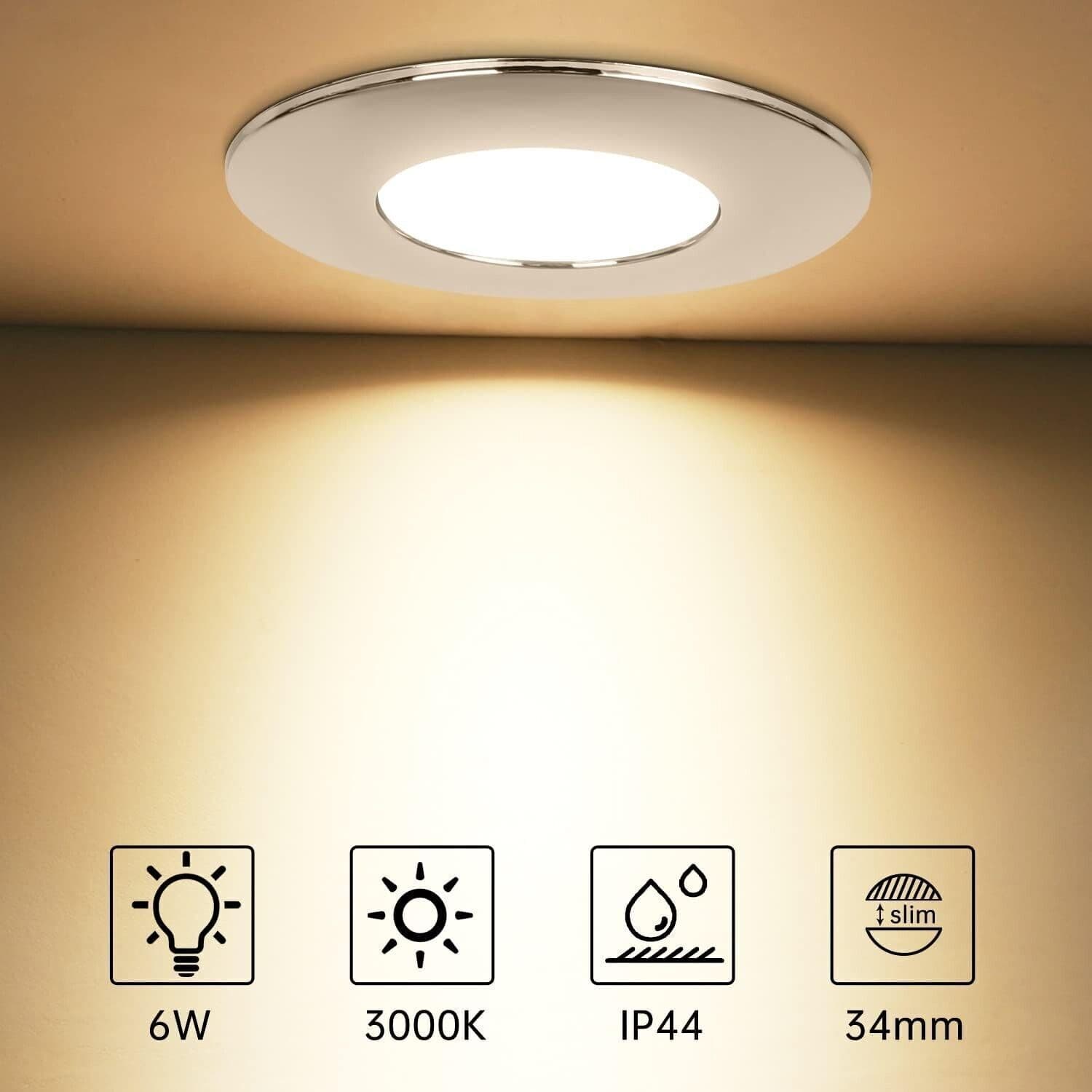 Faretto LED da Incasso 230 V 6 W Bianco Caldo 3000 K - Faretti LED Piatto - 6
