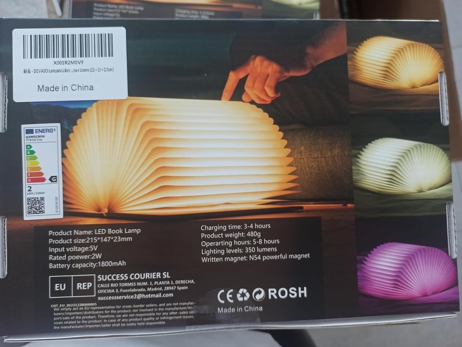 Lampada da lettura pieghevole a LED DEVASO in 3 colori per casa  camera da letto - 4