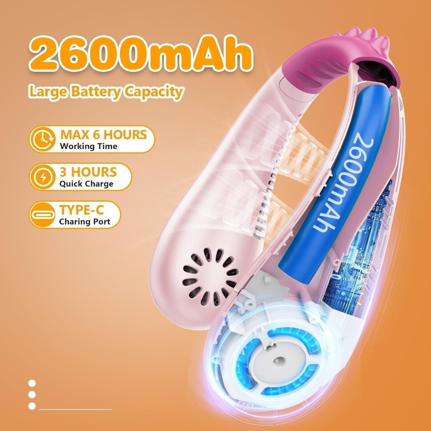 Urmaxs USB Ventilatore da Collo per Ragazzi Raffreddamento 4-16 Anni - 3