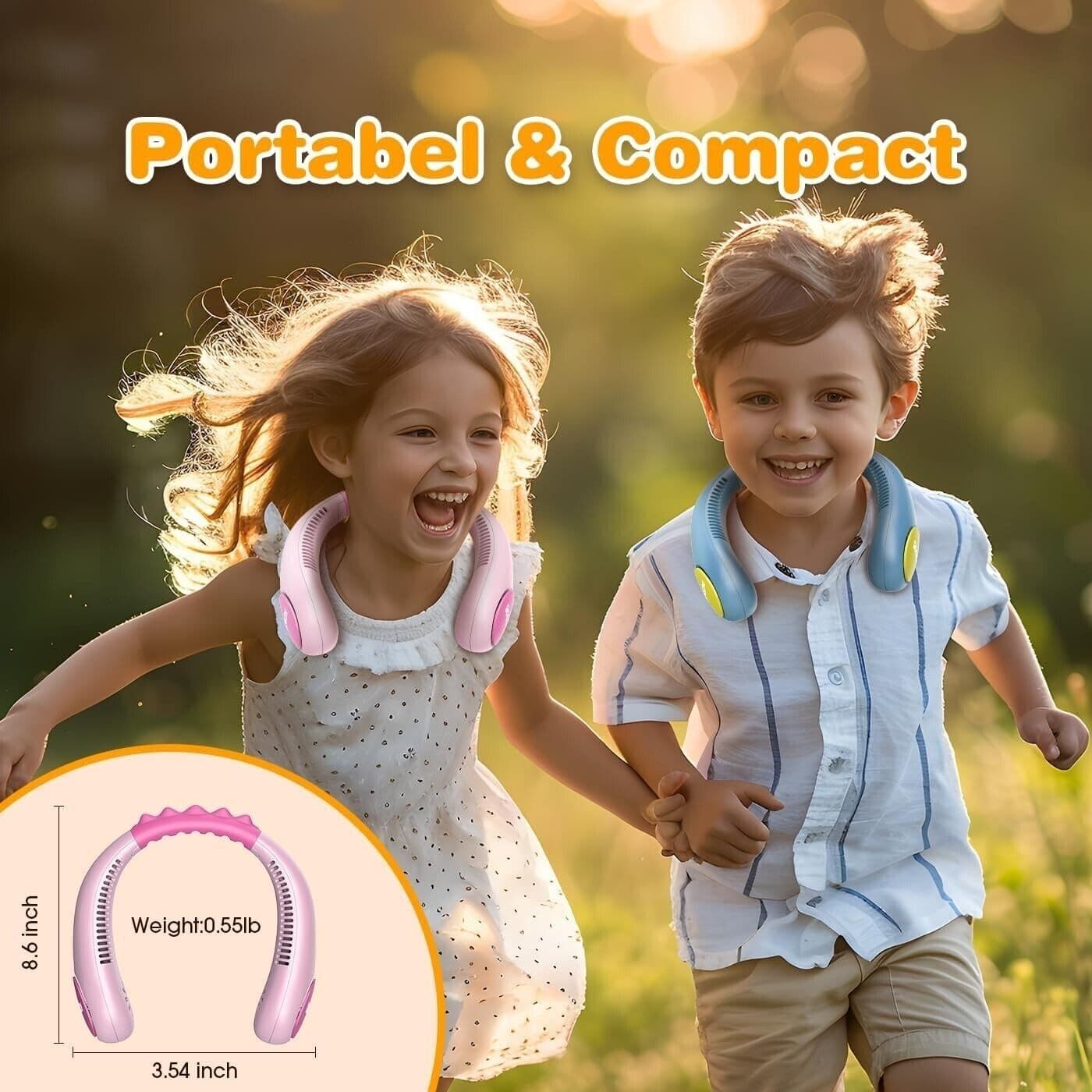 Urmaxs USB Ventilatore da Collo per Ragazzi Raffreddamento 4-16 Anni - 4