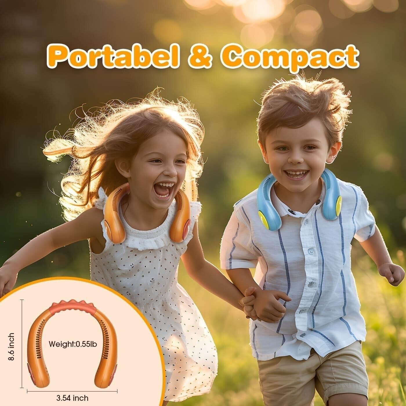 Urmaxs USB Ventilatore da Collo per Ragazzi Raffreddamento 4-16 Anni - 4