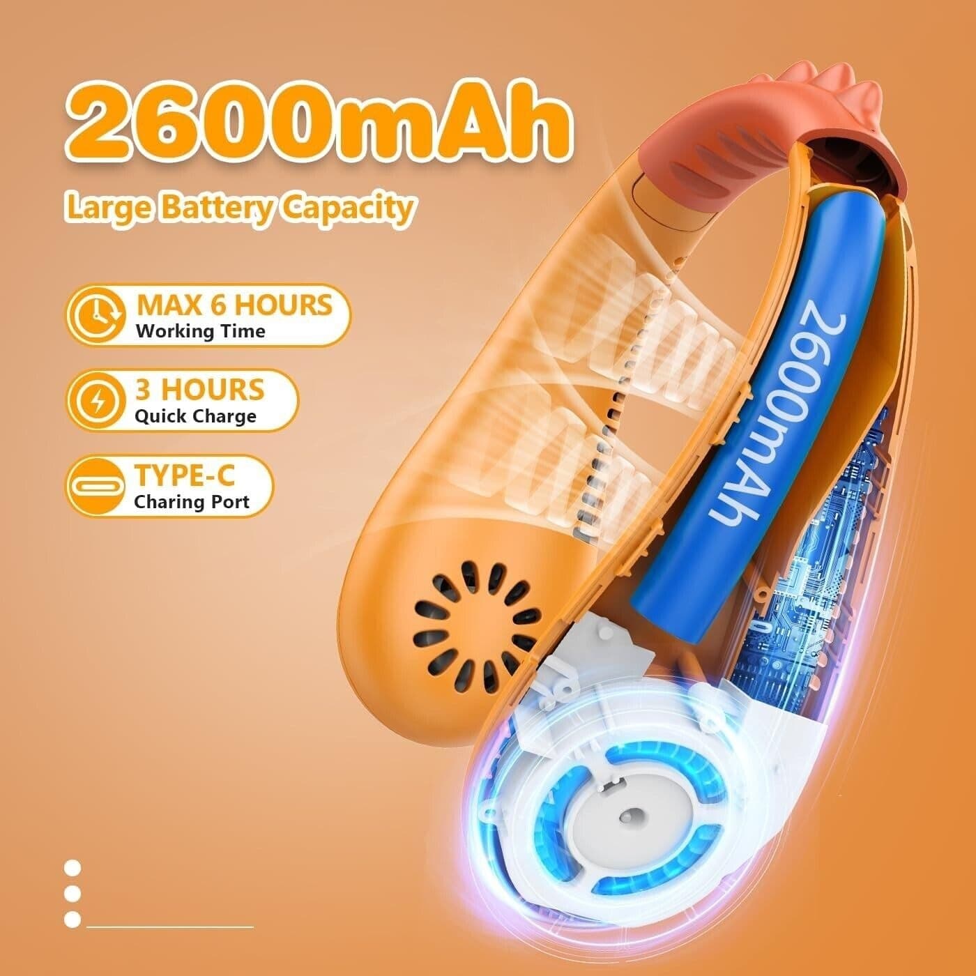 Urmaxs USB Ventilatore da Collo per Ragazzi Raffreddamento 4-16 Anni - 7