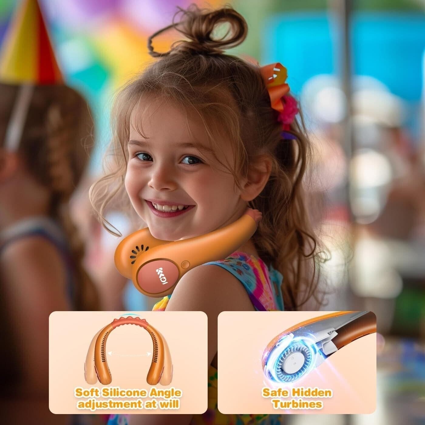 Urmaxs USB Ventilatore da Collo per Ragazzi Raffreddamento 4-16 Anni - 8