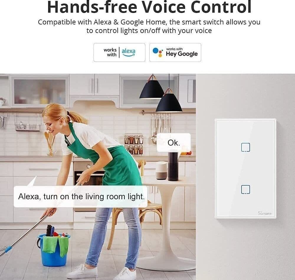 SONOFF T0US2C Interruttore Intelligente Luce Controllo RF Wireless WiFi da Muro - 3