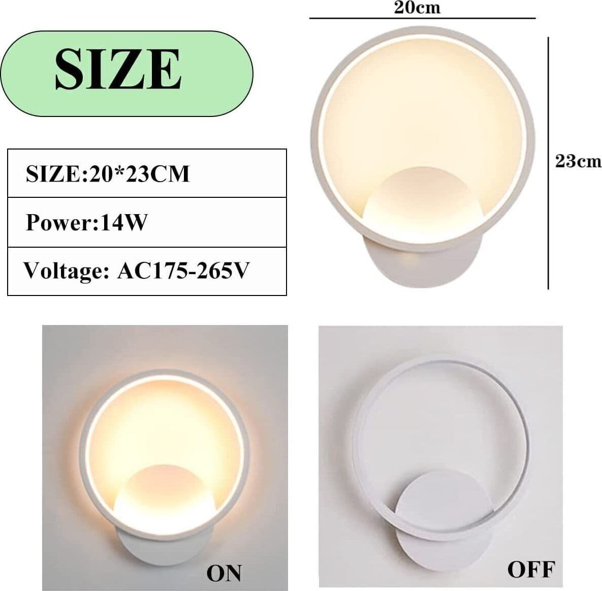 ZTWLEED LED Lampada da Parete Interno 14W，Quadrato Bianco Applique da Parete - 4