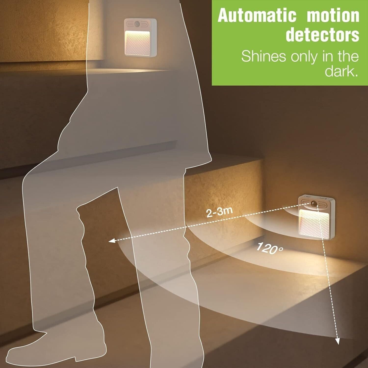 Luce notturna LED con sensore di movimento Wireless USB ricaricabile - 5