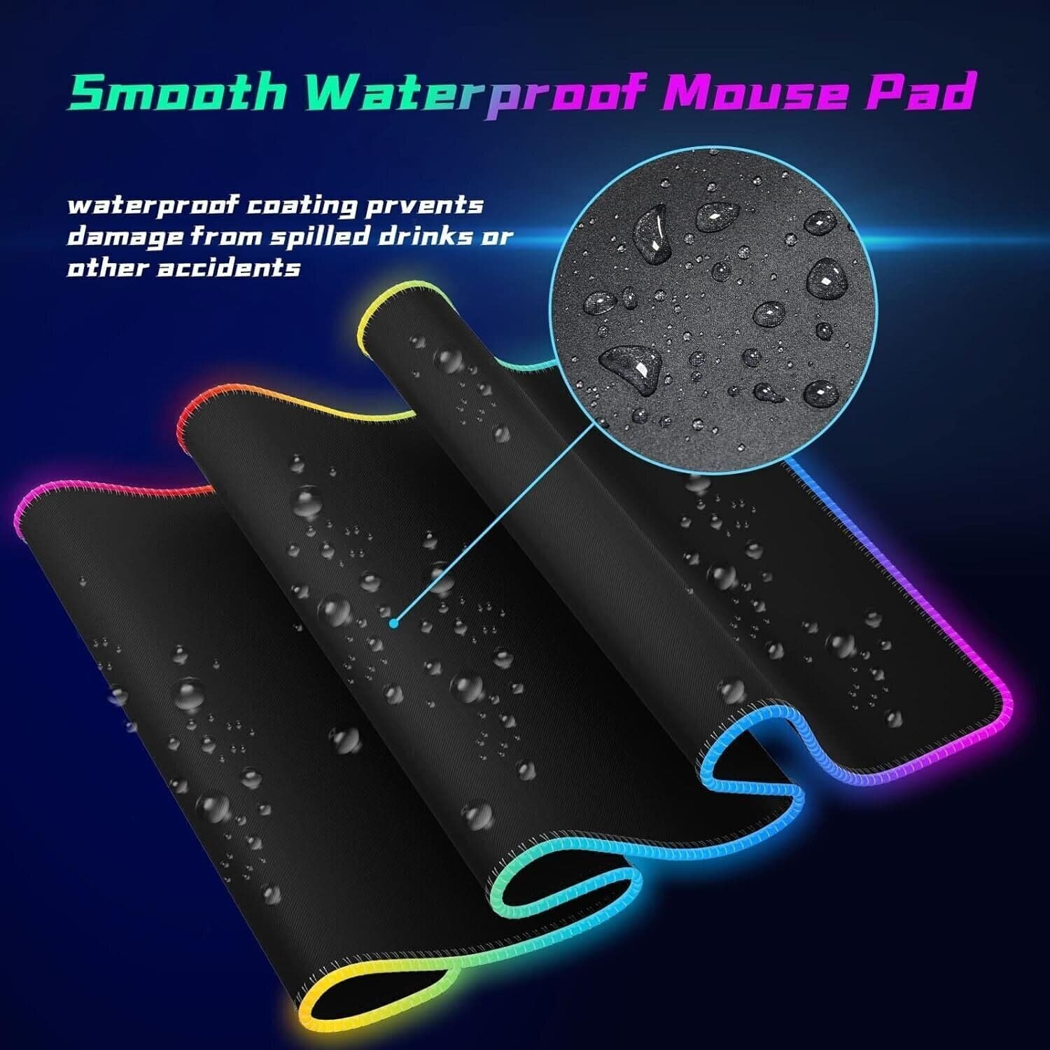 Gaming Mousepad, 12 Effetti Luce RGB Grande Mouse Pad, 800 x 300 mm Superficie - 3