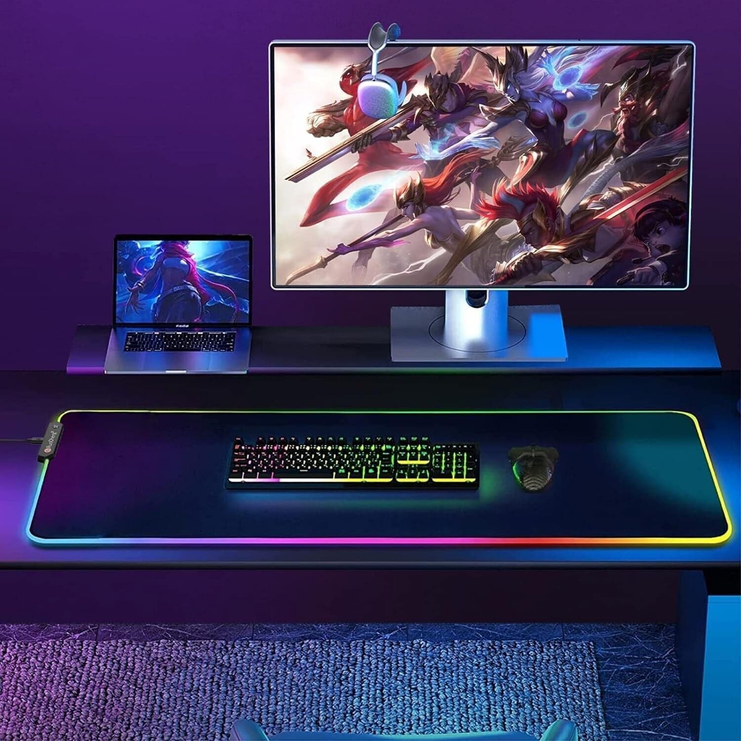 Gaming Mousepad, 12 Effetti Luce RGB Grande Mouse Pad, 800 x 300 mm Superficie - 5