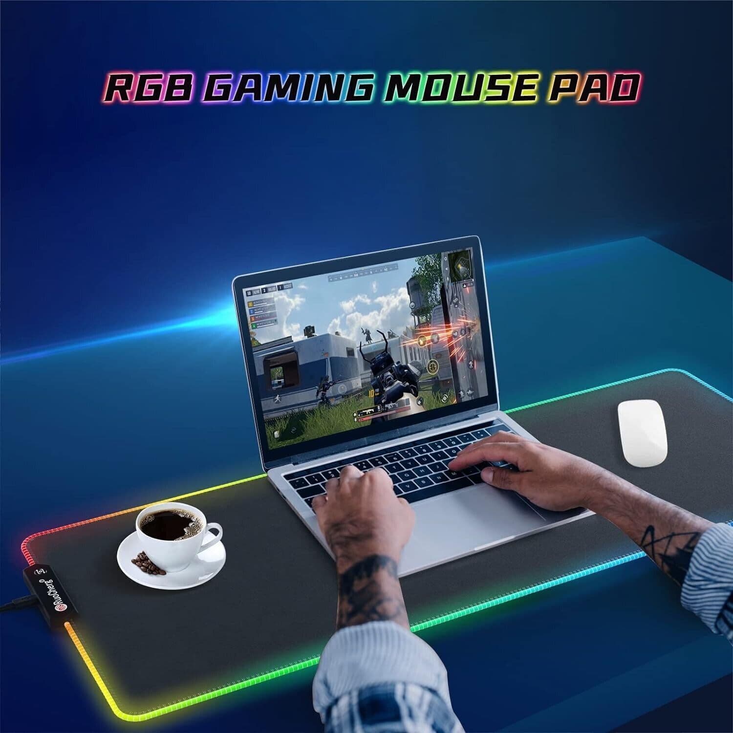 Gaming Mousepad, 12 Effetti Luce RGB Grande Mouse Pad, 800 x 300 mm Superficie - 6